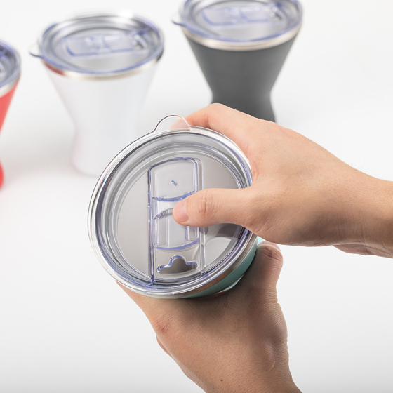 Custom Reusable Double Walled Insulated Vacuum Stainless Steel Wine Margarita Cups Tumblers With Lid