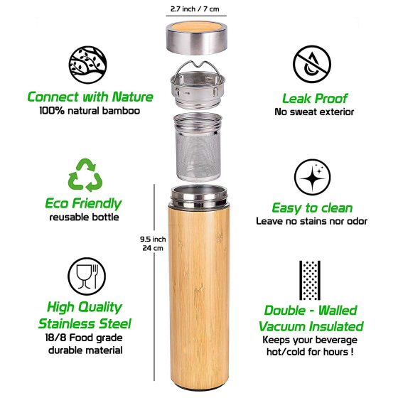 Wholesale Low MOQ Tumbler Insulated 304 Stainless Steel Sports Customized Sports Water Bottle Bamboo