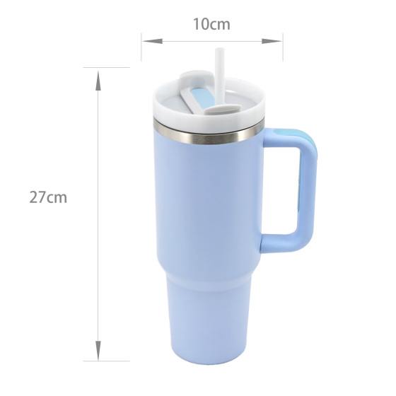 40oz Tumbler with Handle and Straw Lid Coffee Insulated Cup Reusable Stainless Steel Water Bottle Travel Mug Cupholder Friendly