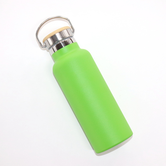 Wholesale Powder Coated 350ml Double Walled Kids Stainless Steel Water Bottle Bamboo Lid Vacuum Flask