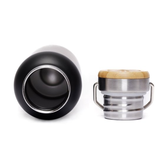 Wholesale Powder Coated 350ml Double Walled Kids Stainless Steel Water Bottle Bamboo Lid Vacuum Flask