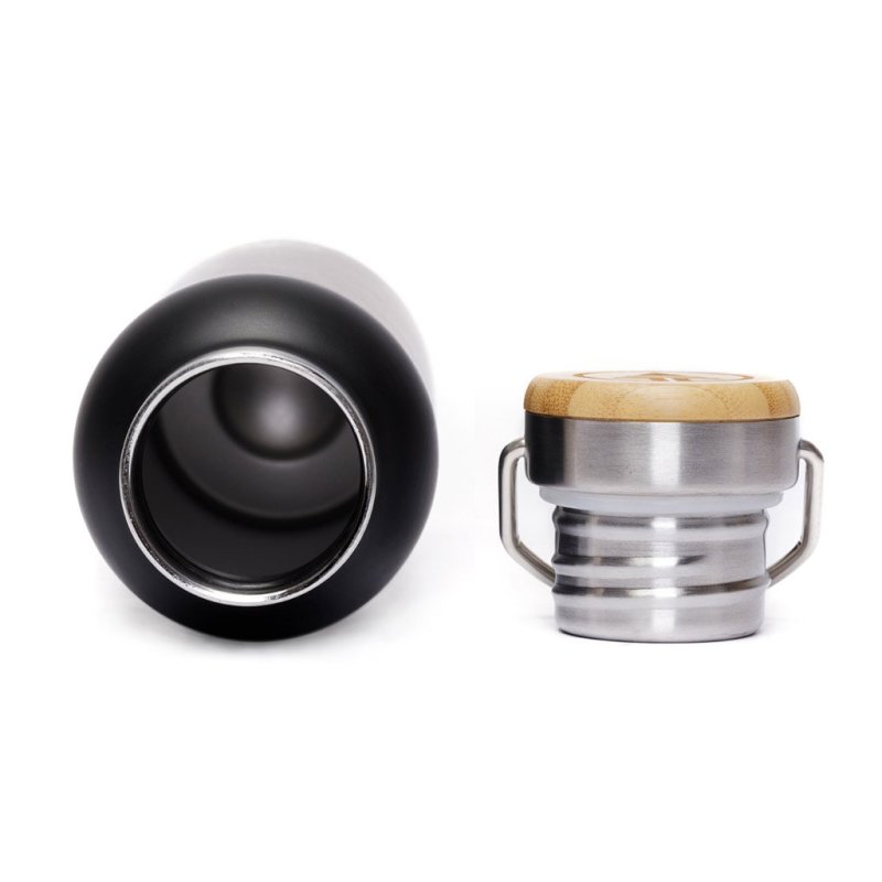 Wholesale Powder Coated 350ml Double Walled Kids Stainless Steel Water Bottle Bamboo Lid Vacuum Flask