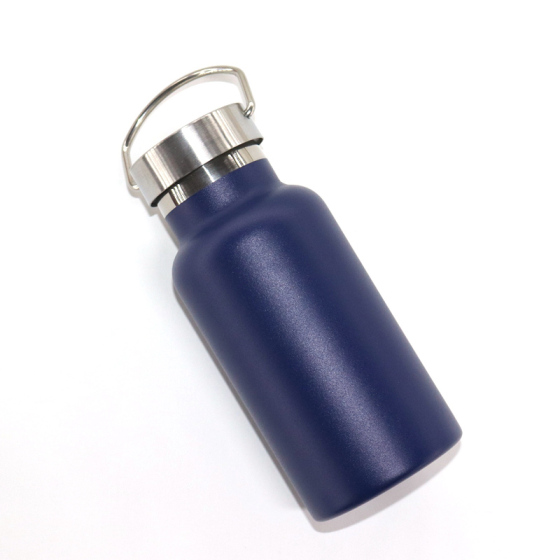Wholesale Powder Coated 350ml Double Walled Kids Stainless Steel Water Bottle Bamboo Lid Vacuum Flask