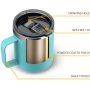 Custom Logo 12oz Double Wall Vacuum Insulated Stainless Steel Coffee Camping Mug with Handle with Lid