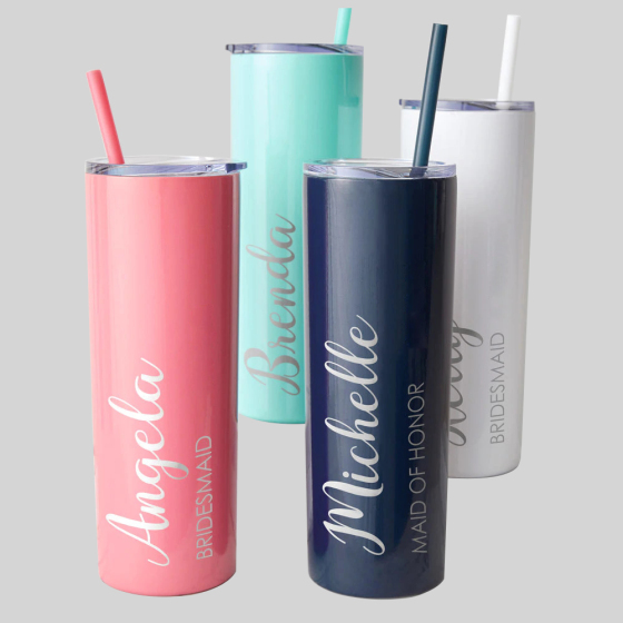 Choice Factory Custom Bridesmaid Tumbler Insulated Wine Tumblers With Straws