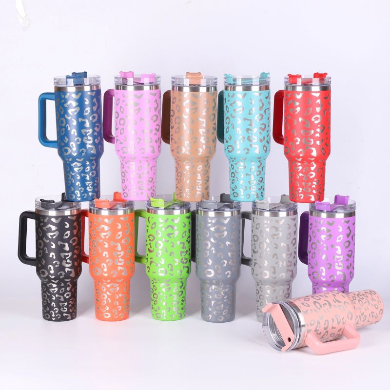 Shenfeng Custom Laser Engraving Cat Paw Print 40Oz Stainless Steel Glass Tumbler With Handle