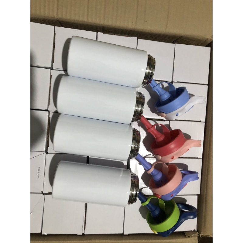 350ML Stainless Steel DIY Sublimation Blanks Vacuum Insulated Kid Bottle Tumbler with Spout Straw Lid