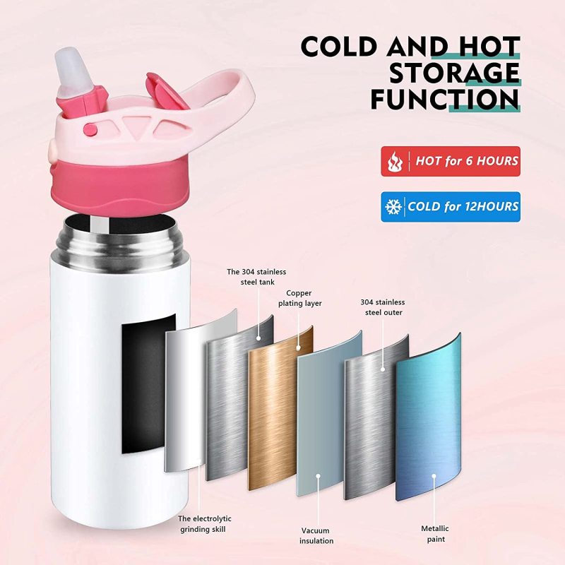 350ML Stainless Steel DIY Sublimation Blanks Vacuum Insulated Kid Bottle Tumbler with Spout Straw Lid