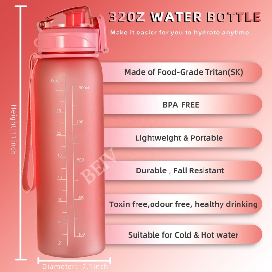 Zhejiang New Fashion Personalised Leak Proof Hot and Cold 900ml Tritan Plastic Sports Water Bottles With Custom Logo