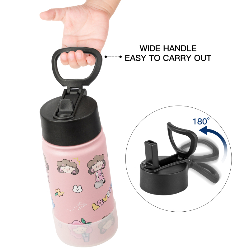 Wholesale Price Fancy Reusable Bpa Free School Pink Metal Double Wall Stainless Steel Children Kids Water Bottle for Girls