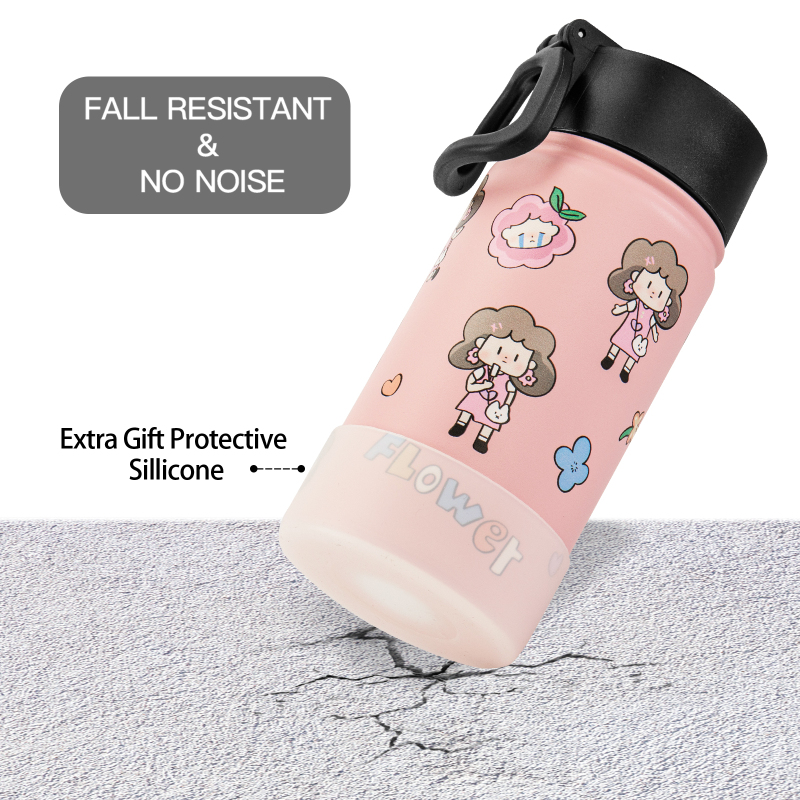 Wholesale Price Fancy Reusable Bpa Free School Pink Metal Double Wall Stainless Steel Children Kids Water Bottle for Girls