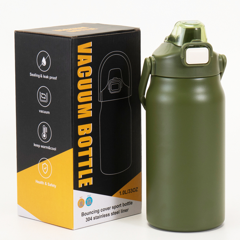 800ml Stainless Steel Leak Proof Vacuum Insulated Outdoor Travel Water Bottle With Straw and Lip