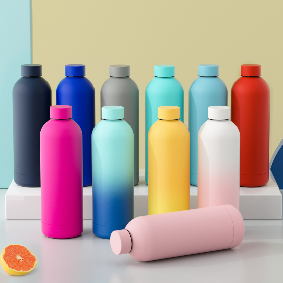 Wholesale Gradient Color Powder Coated Double Wall Vacuum Insulated Multicolor Stainless Steel Water Bottle
