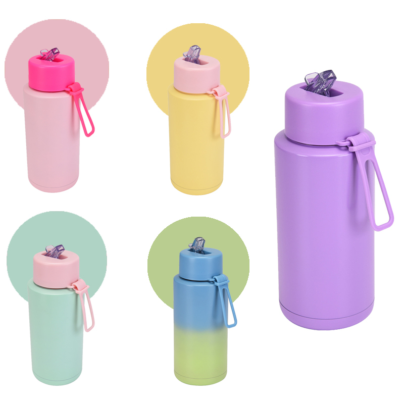 Hot Sale Eco-Friendly Outdoor Travel 1000ml Portable Stainless Steel Tumbler Water Bottles With Straw