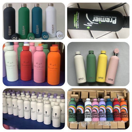 Personalised Double Wall Vacuum Hot and Cold Girls Reusable Large Slim Rubber Painted 500Ml Water Bottle