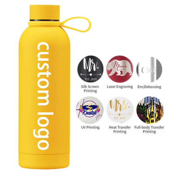 Personalised Double Wall Vacuum Hot and Cold Girls Reusable Large Slim Rubber Painted 500Ml Water Bottle