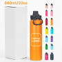 Custom Portable Drink Double Wall Metal 304 Stainless Steel Insulated 22oz Wide Mouth Water Bottle