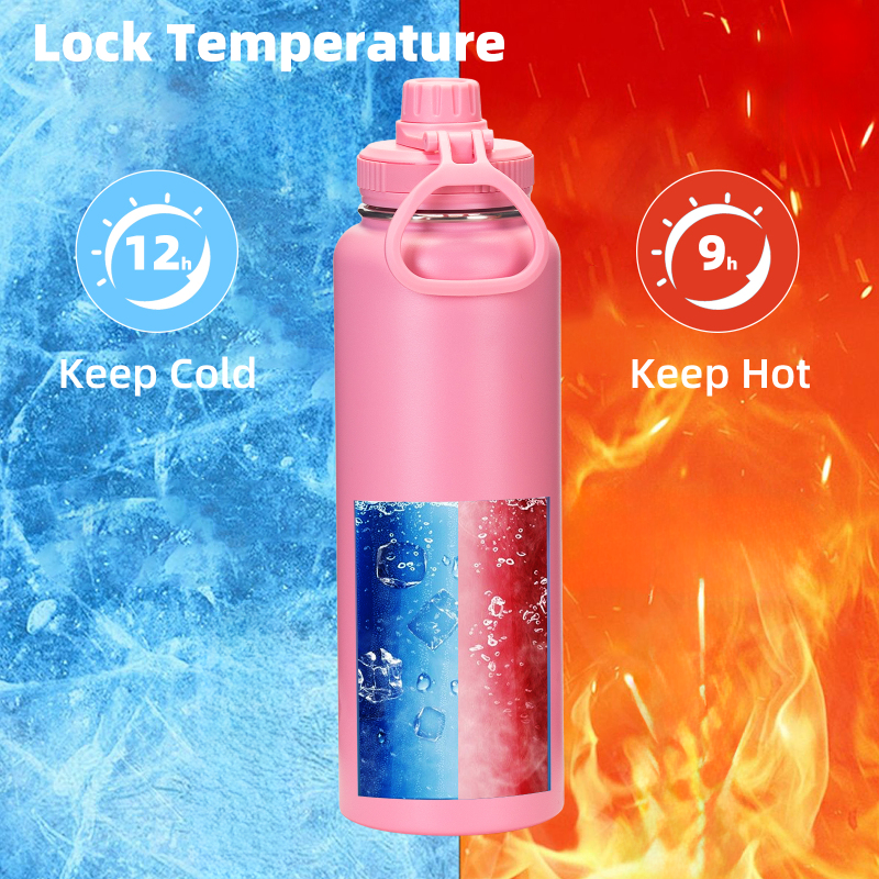 Custom Portable Drink Double Wall Metal 304 Stainless Steel Insulated 22oz Wide Mouth Water Bottle