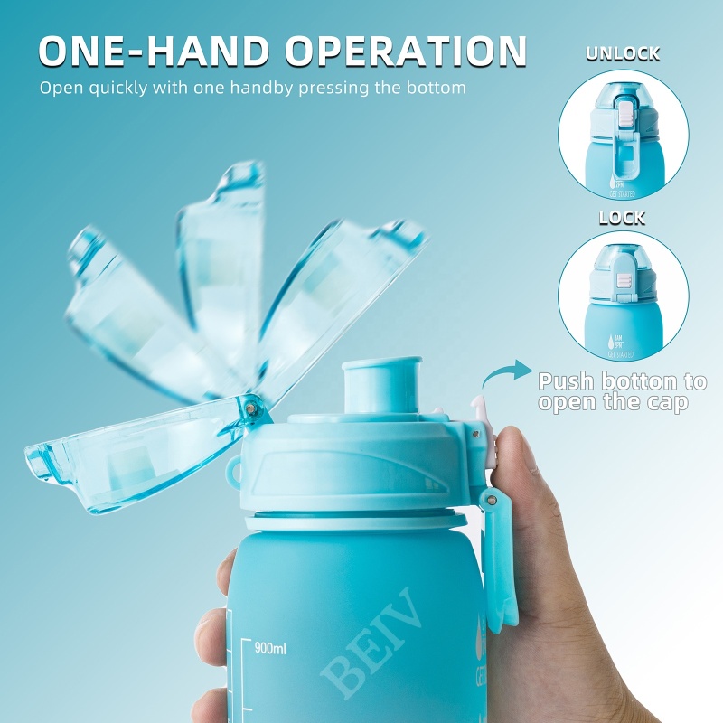 Eco Friendly Bpa Free Filtered Reusable Sports Bicycle Cute 32Oz Gym Motivation Tritan Plastic Water Bottle With Time Marker