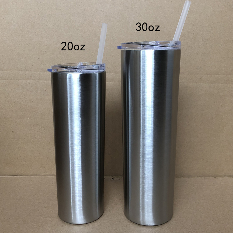 Factory Price 30oz Skinny Tumblers Blank Sublimation Stainless Steel Straight Tumbler Cups Double Wall Insulated with Lids