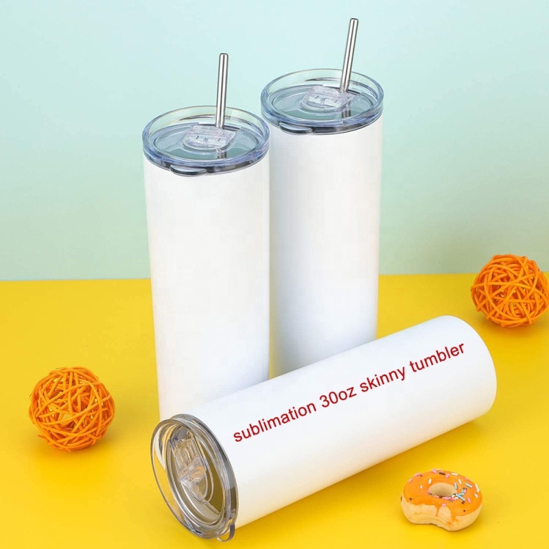 Factory Price 30oz Skinny Tumblers Blank Sublimation Stainless Steel Straight Tumbler Cups Double Wall Insulated with Lids