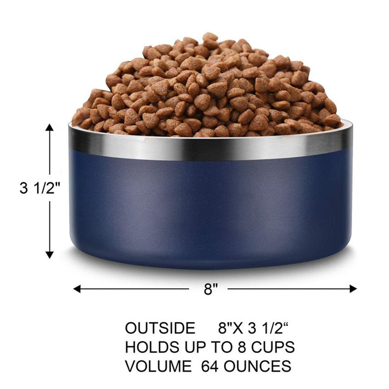 Custom Powder Coated Dog Bowl 42oz Stainless Steel Insulated Dog Eating Bowl for Lager Dogs Cats