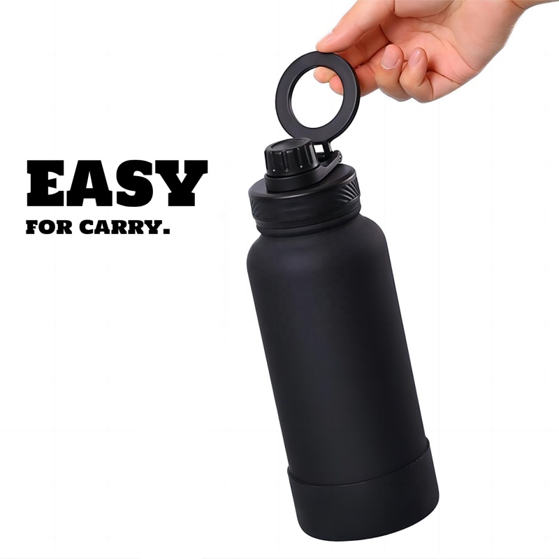 Custom 22Oz 32Oz Vacuum Adjustable Magnetic Lid Water Bottle With Phone Holder Magnet for Water Bottle Metal Ring