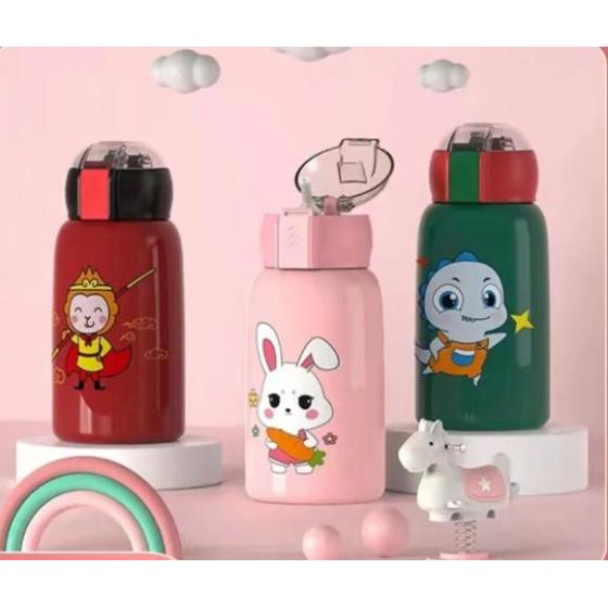 16oz Stainless Steel Insulated Flask for Kids with Cartoon Print