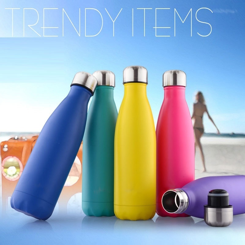 750 ml Double Wall Stainless Steel Outdoor Cola Shape Water Bottle