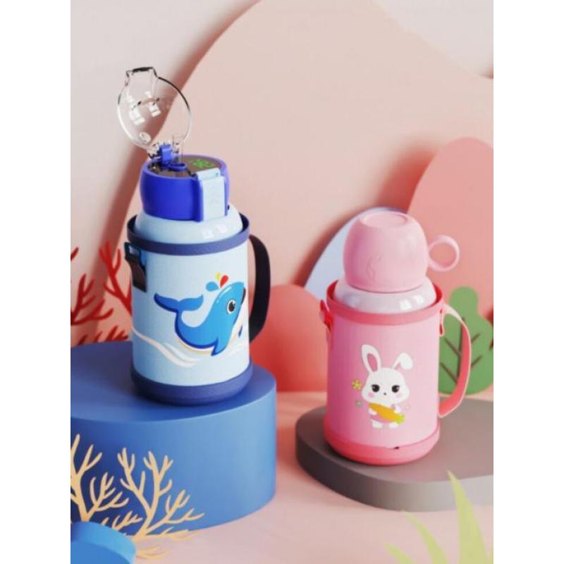 16oz Stainless Steel Insulated Flask for Kids with Cartoon Print