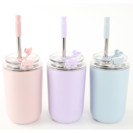 350ML/ 500ML Stainless Steel Vacuum Water Bottle with Straw