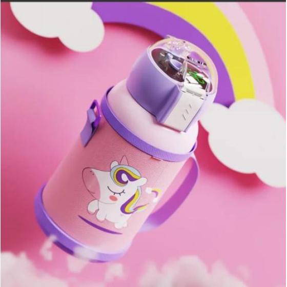 16oz Stainless Steel Insulated Flask for Kids with Cartoon Print