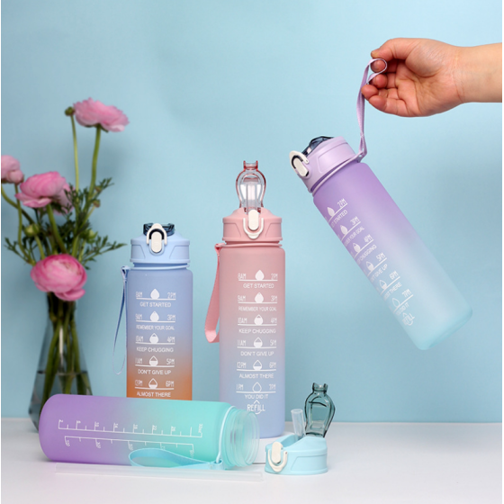 1000ML big capacity plastic outdoor wter bottle with gradient color 