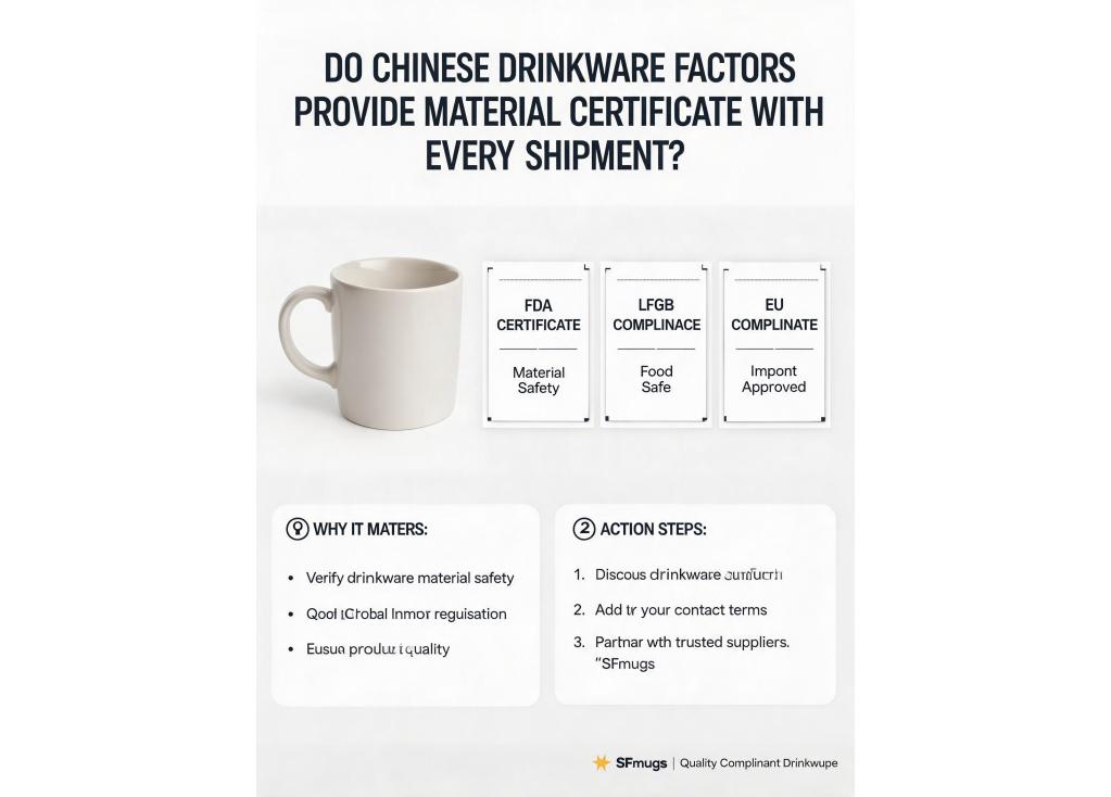 Do Chinese factories provide material certificates with every shipment of drinkware?
