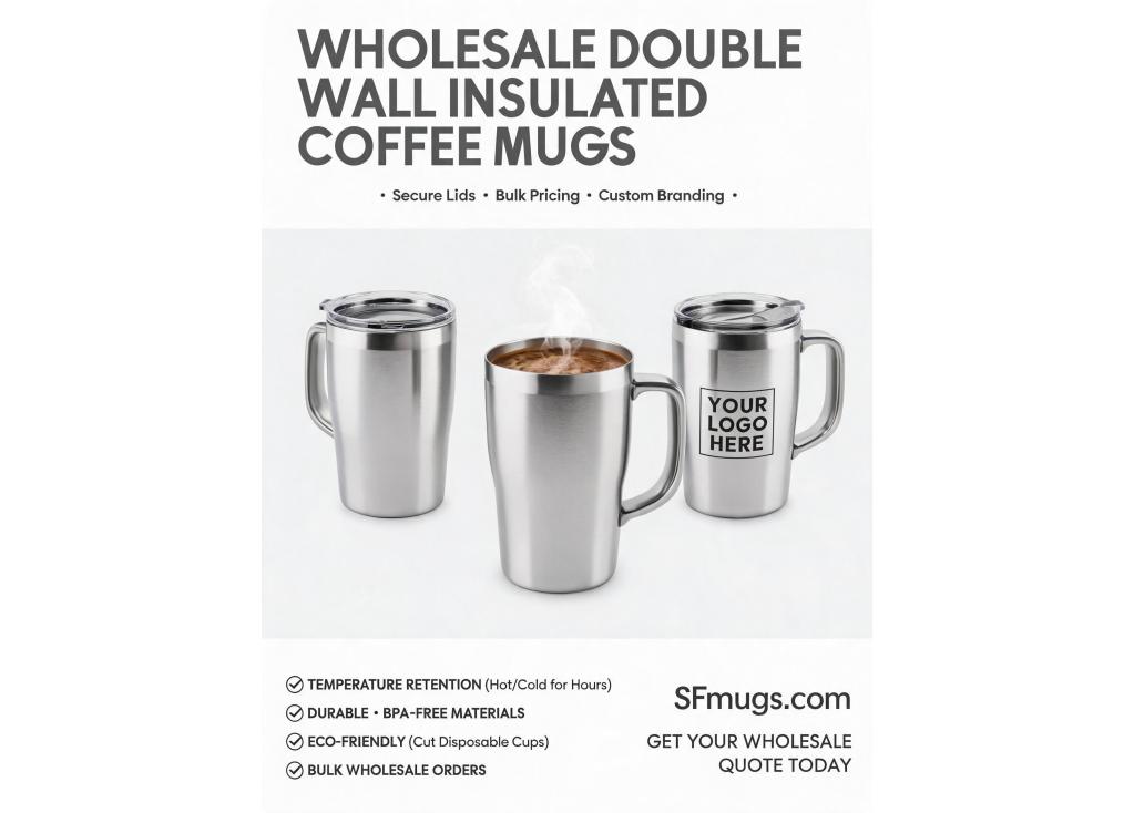 Wholesale prices for double wall insulated coffee mugs with lids