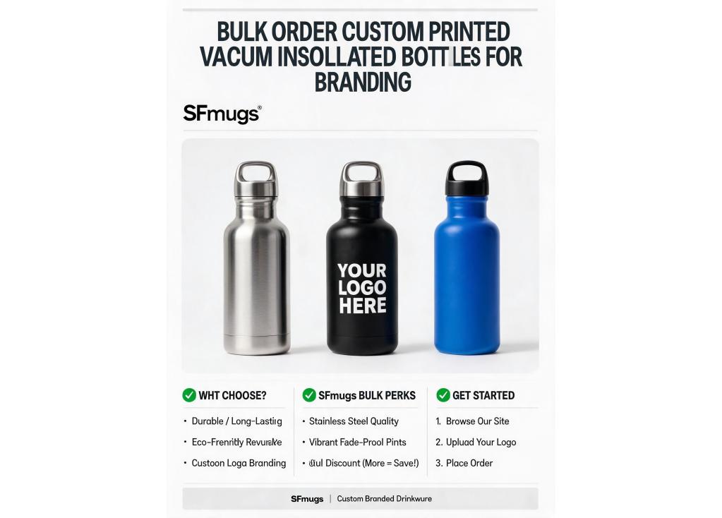 Bulk order custom printed vacuum insulated bottles for branding