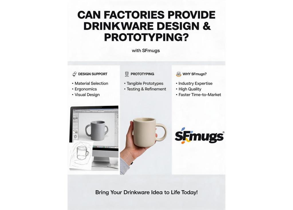 Can factories provide design support and prototyping for new drinkware products?