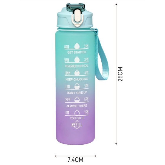 1000ML big capacity plastic outdoor wter bottle with gradient color 