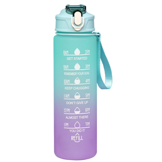 1000ML big capacity plastic outdoor wter bottle with gradient color 