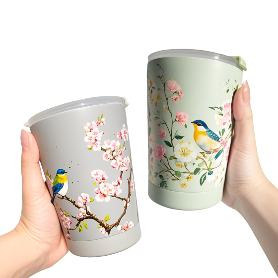 12oz Double wall Coffee mug with lid