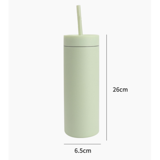 400ML double wall stainless steel mug with straw