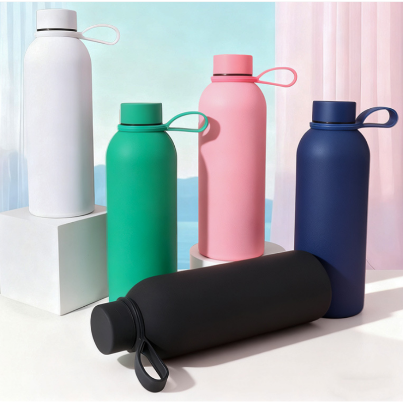 500ml Double wall vacuum recycled SS bottle with rubberized finish