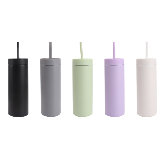400ML double wall stainless steel mug with straw