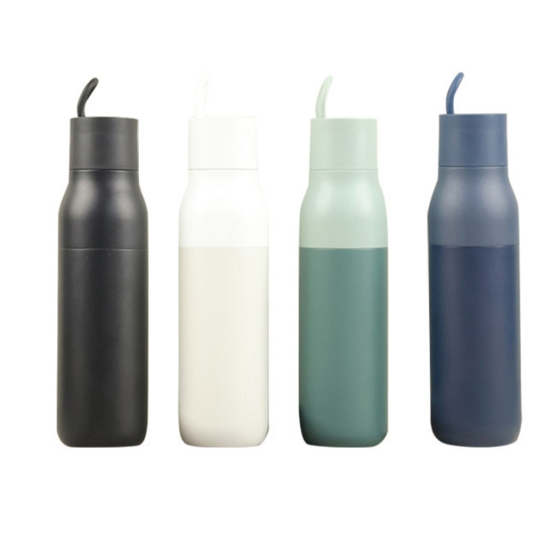  500ML/740ML insulated water bottle with Portable silicone handle