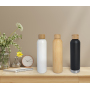 600ml double wall stainless steel water bottle with bamboo lid 