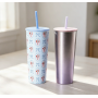 700ML Single Wall Stainless Steel Cup with Straw Lid & Non-slip Silicone Sleeve