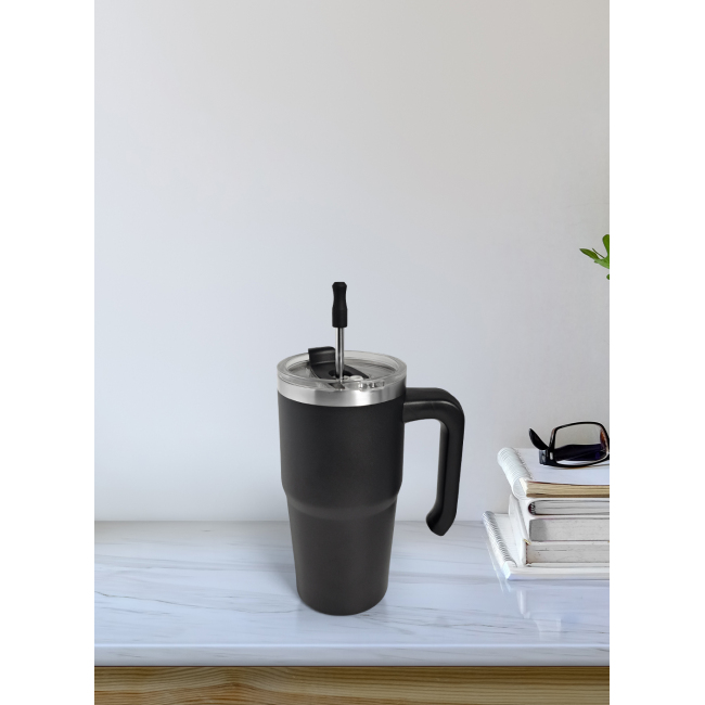 20oz double wall stainless steel vacuum tumbler with handle and straw