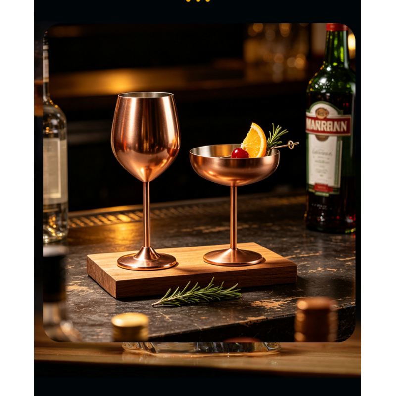 European style light luxury stainless steel high footed glass, wine glass, large capacity, drop resistant bar, champagne glass, dessert ice cream glass