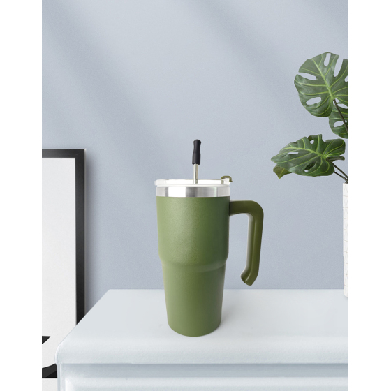 20oz double wall stainless steel vacuum tumbler with handle and straw