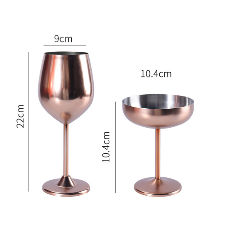 European style light luxury stainless steel high footed glass, wine glass, large capacity, drop resistant bar, champagne glass, dessert ice cream glass